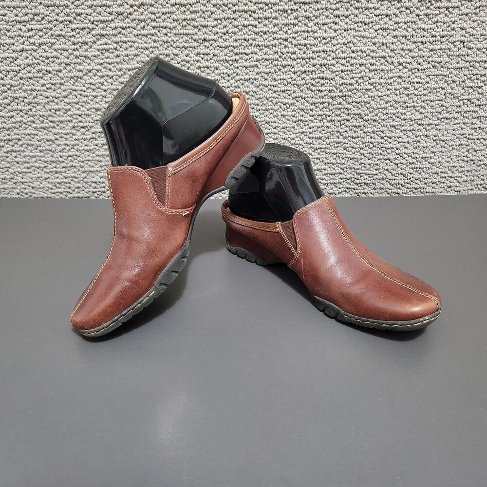 BJORNDAL Women's Brown Leather Slip On Low Heel Loafers Size 7M